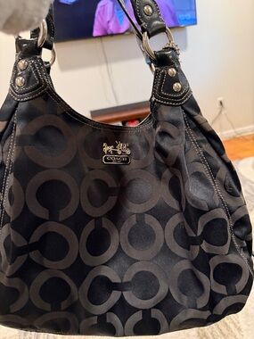 Coach Black Signature Canvas Shoulder Bag